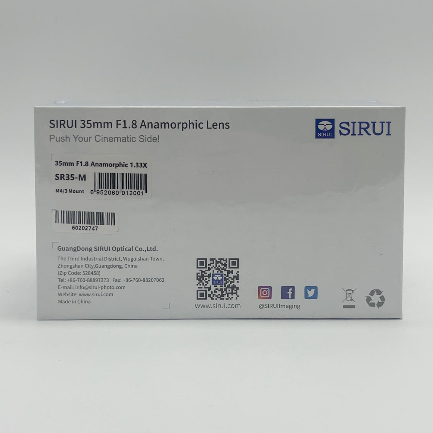 New SIRUI Anamorphic Lens 35mm f/1.8 For M4/3 Mount with E-mount Adaptor