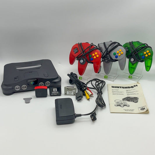 Nintendo 64 N64 Video Game Console NUS-001 Gray with Controllers and Extras READ