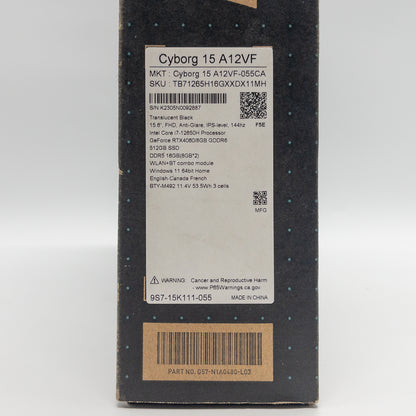 MSI Cyborg 15 A12VF 15.6" i7-12650H 16GB RAM 512GB SSD RTX 4060 Read Screen