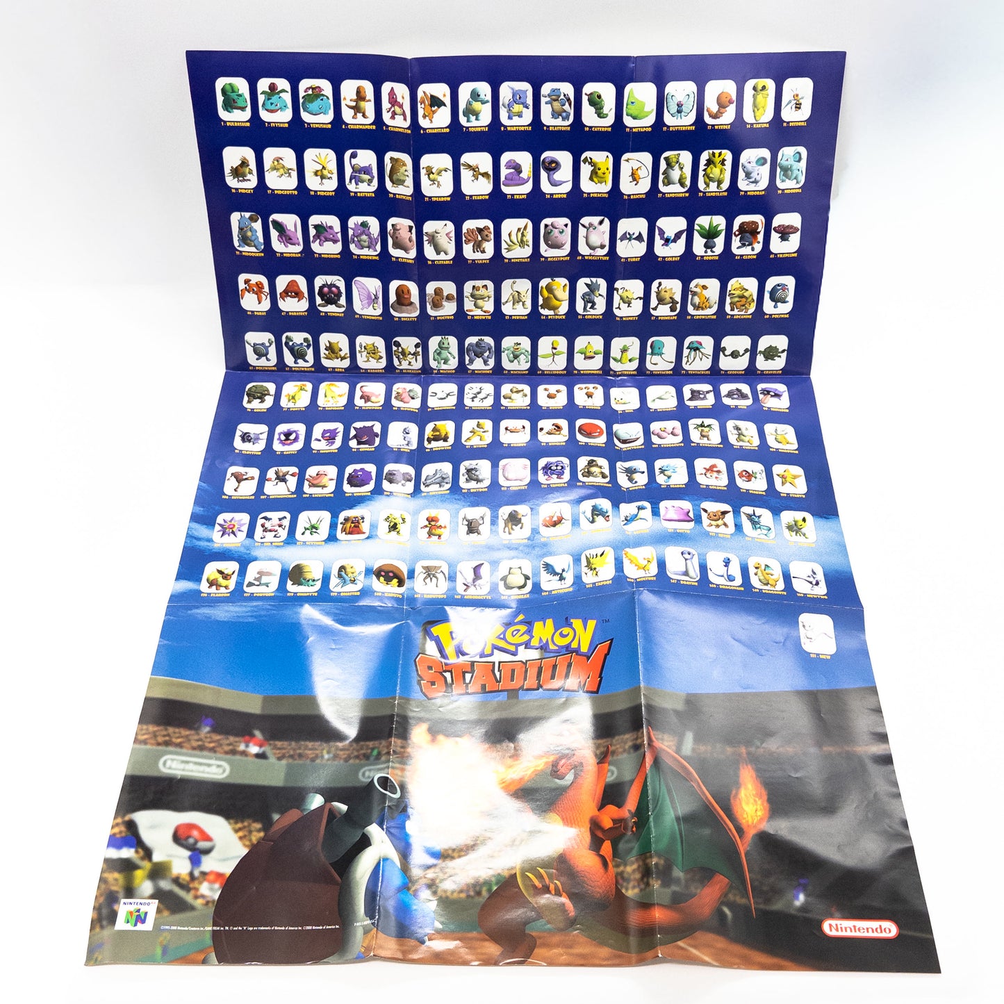 Pokemon Stadium (Nintendo 64 N64, 2000) Cartridge, Poster and Transfer Pak